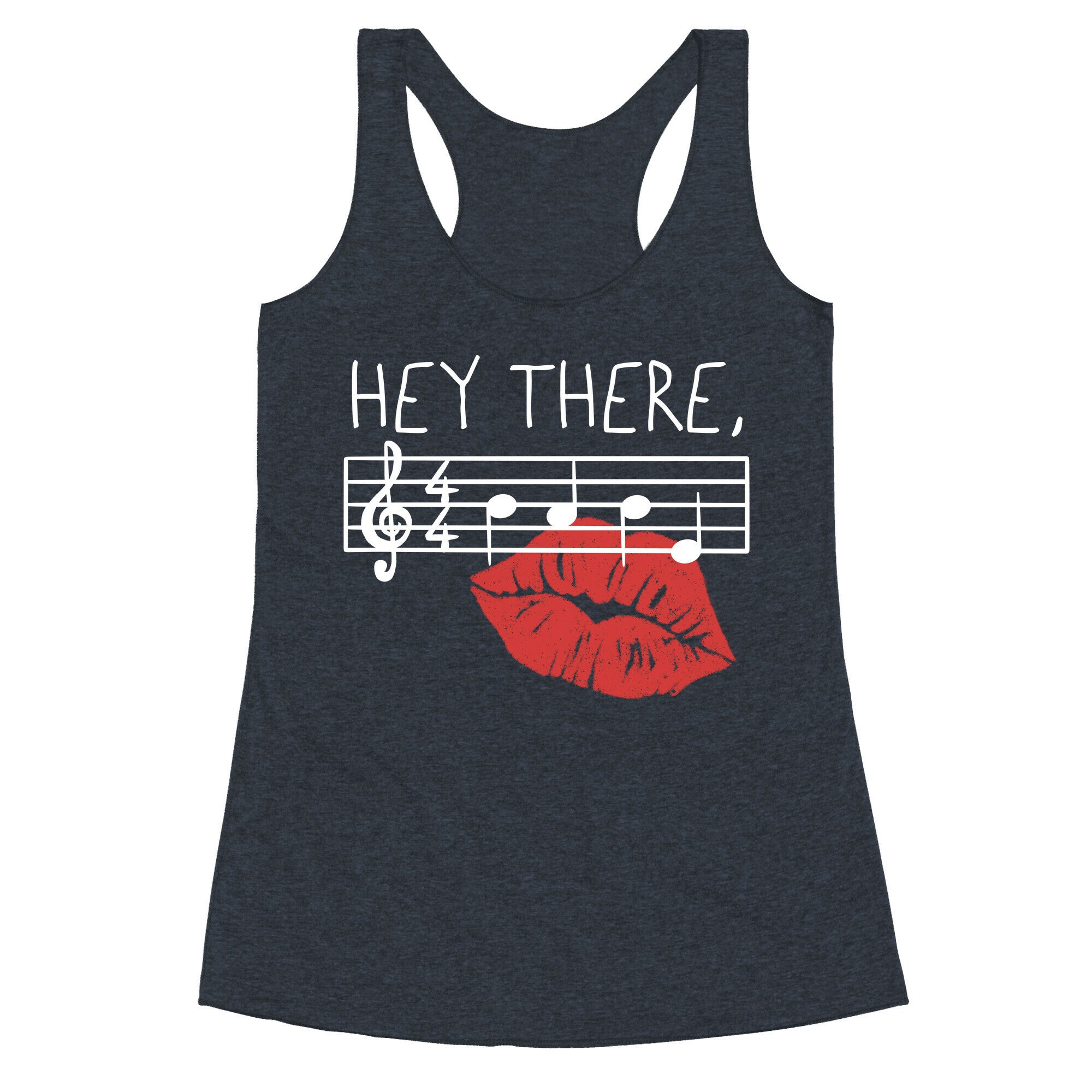 Hey There Babe Music Pun Racerback Tank
